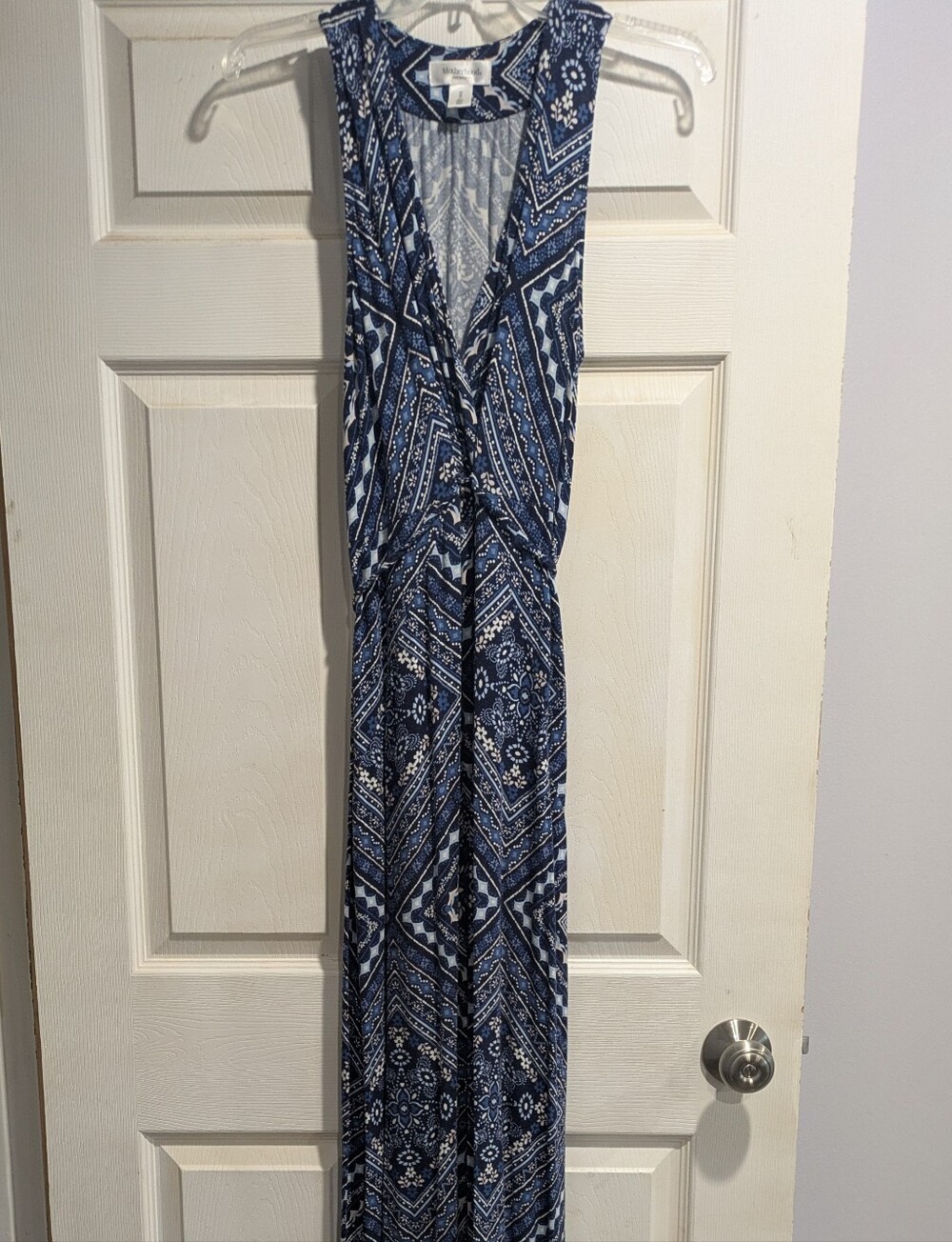 Motherhood Maternity Blue Patterned Sleeveless Maxi Dress - M